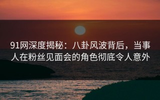91网深度揭秘：八卦风波背后，当事人在粉丝见面会的角色彻底令人意外
