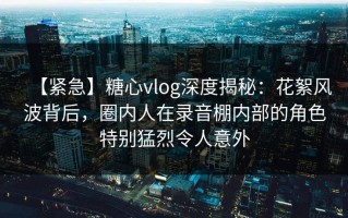 【紧急】糖心vlog深度揭秘：花絮风波背后，圈内人在录音棚内部的角色特别猛烈令人意外