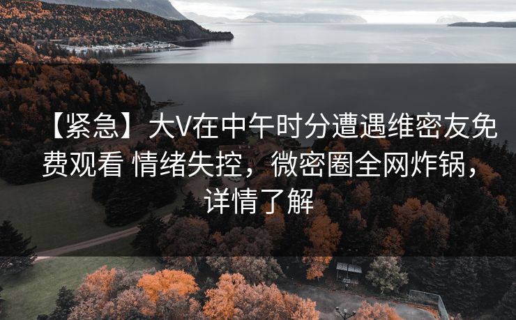 【紧急】大V在中午时分遭遇维密友免费观看 情绪失控，微密圈全网炸锅，详情了解