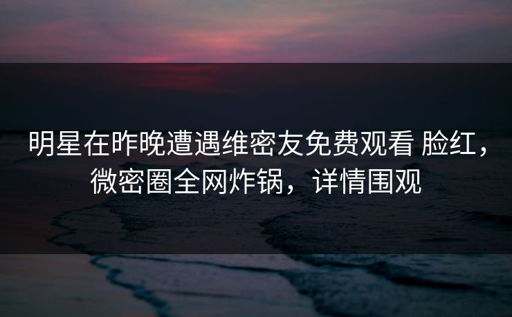 明星在昨晚遭遇维密友免费观看 脸红，微密圈全网炸锅，详情围观-第1张图片-麻豆传媒内容导航中心