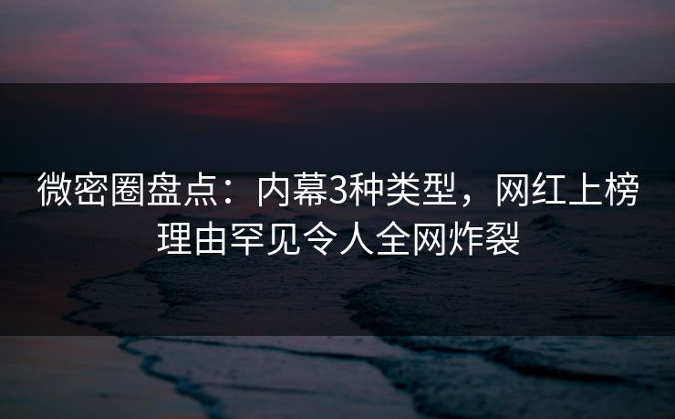 微密圈盘点：内幕3种类型，网红上榜理由罕见令人全网炸裂-第1张图片-麻豆传媒内容导航中心