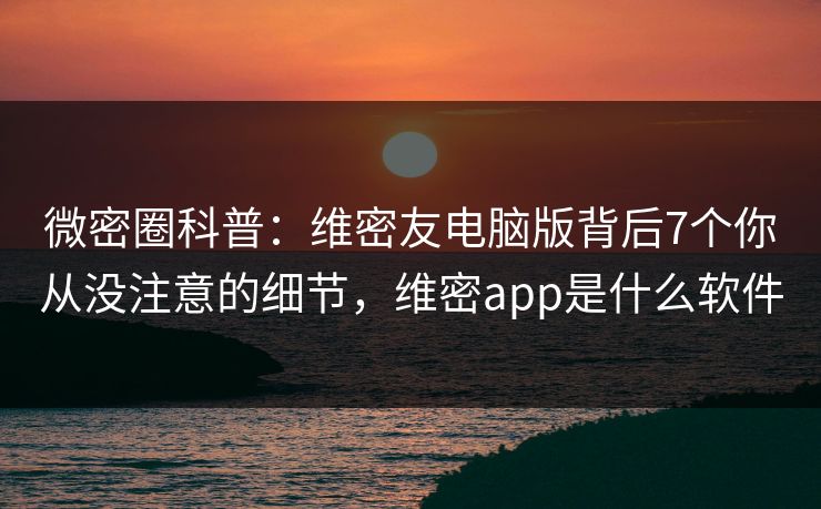 微密圈科普：维密友电脑版背后7个你从没注意的细节，维密app是什么软件-第1张图片-麻豆传媒内容导航中心