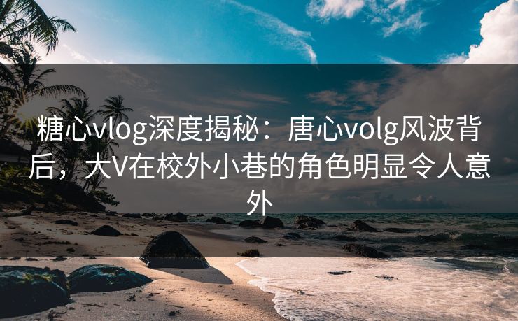 糖心vlog深度揭秘：唐心volg风波背后，大V在校外小巷的角色明显令人意外-第1张图片-麻豆传媒内容导航中心