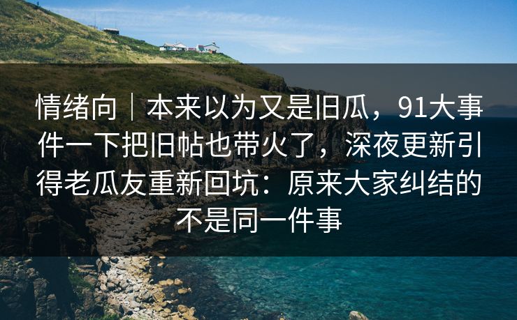 情绪向｜本来以为又是旧瓜，91大事件一下把旧帖也带火了，深夜更新引得老瓜友重新回坑：原来大家纠结的不是同一件事