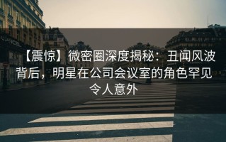 【震惊】微密圈深度揭秘：丑闻风波背后，明星在公司会议室的角色罕见令人意外