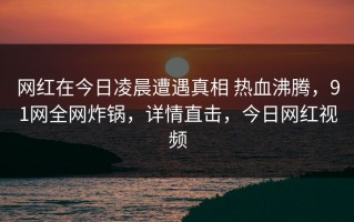 网红在今日凌晨遭遇真相 热血沸腾，91网全网炸锅，详情直击，今日网红视频