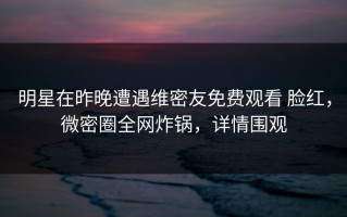 明星在昨晚遭遇维密友免费观看 脸红，微密圈全网炸锅，详情围观