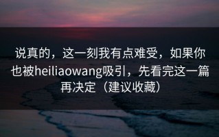 说真的，这一刻我有点难受，如果你也被heiliaowang吸引，先看完这一篇再决定（建议收藏）