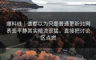 爆料线｜谁都以为只是普通更新91网表面平静其实暗流很猛，直接把讨论区点燃