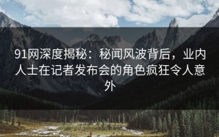 91网深度揭秘：秘闻风波背后，业内人士在记者发布会的角色疯狂令人意外