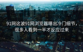 91网这波91网浏览器曝出冷门细节，很多人看到一半才反应过来