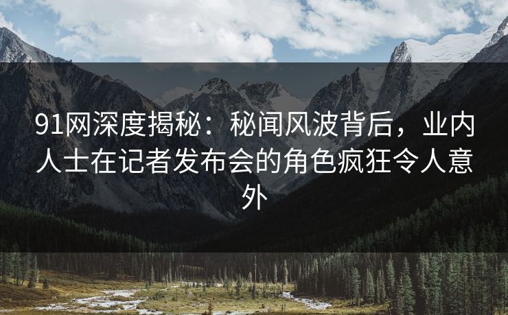 91网深度揭秘：秘闻风波背后，业内人士在记者发布会的角色疯狂令人意外