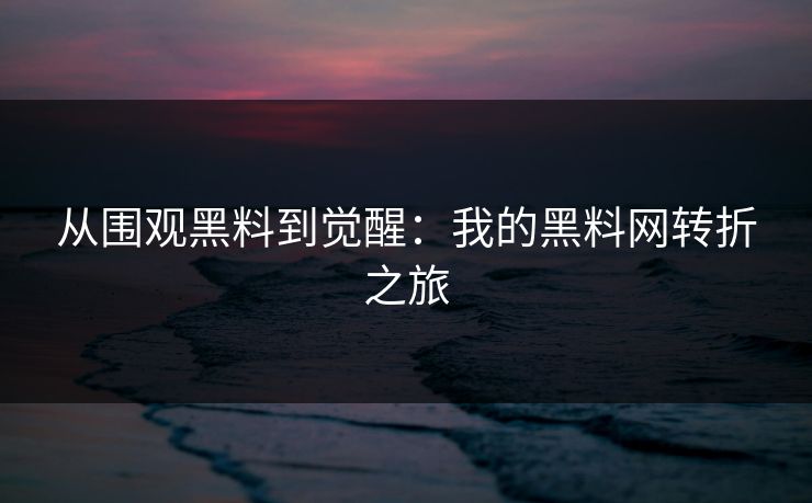 从围观黑料到觉醒：我的黑料网转折之旅